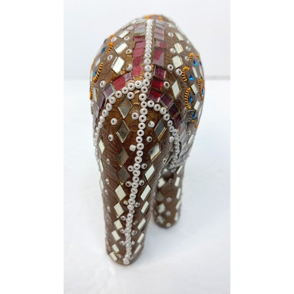 Circus Elephant Jeweled Beaded Chained Decorative Collectible 4” X 4”Figurine - Picture 4 of 11